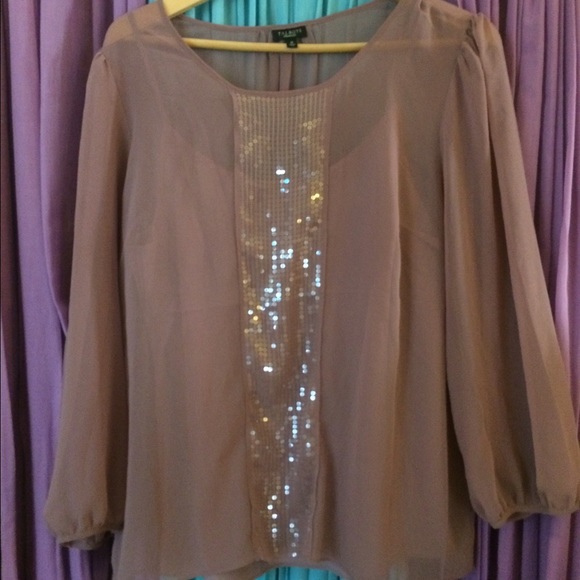 Blush colored silk blouse with sequins