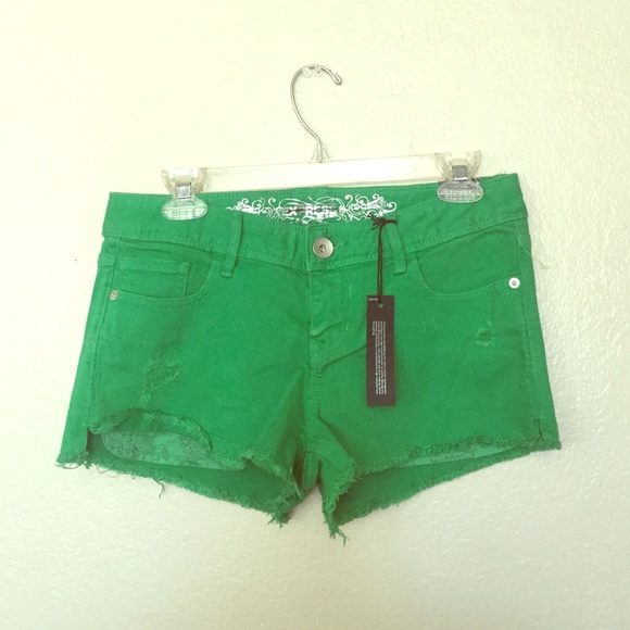 Express green jean shorts