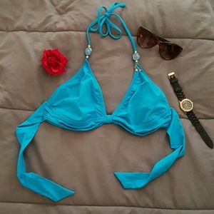 BETSEY JOHNSON Turquoise/ Blue Bikini Top