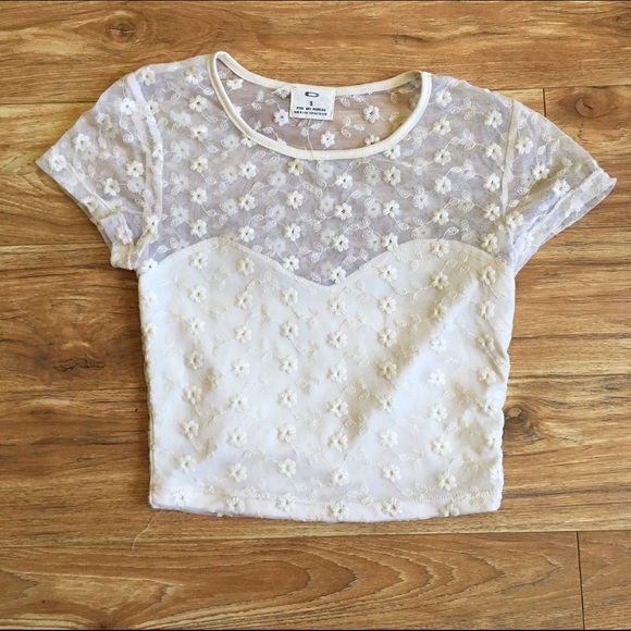 Pins And Needles White Lace Flower Crop Top