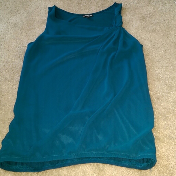 Unique teal tank with shoulder detail