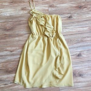 BCBG One-Shoulder Mustard Dress