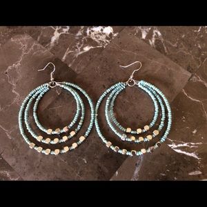 Beaded Boho Triple Hoop Earrings