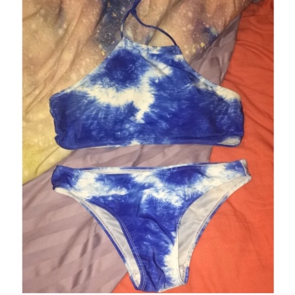 High neck tie dye bikini