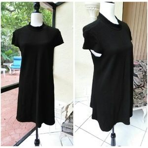 Black mock neck textured dress