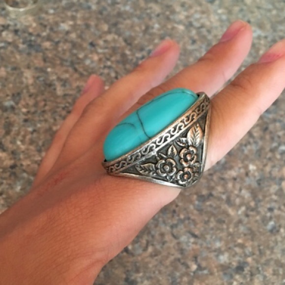 Oversized Turquoise Silver Ring