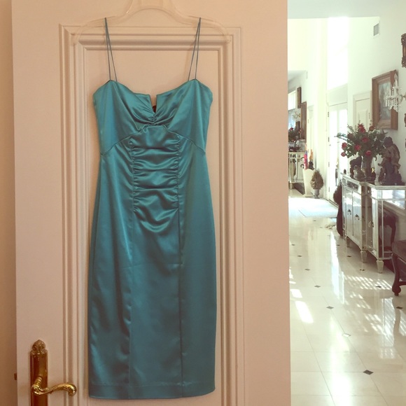 Nicole Miller Silk Dress, Light Blue Metallic, 4