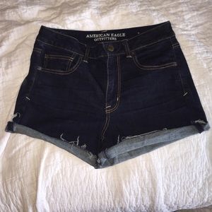 American eagle high wasted blue jean shorts