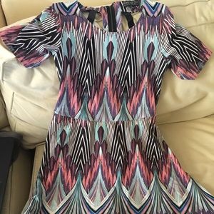 Forever 21+ multi pattern back detail skater dress