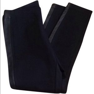 Black J crew stretch pants with leather detail
