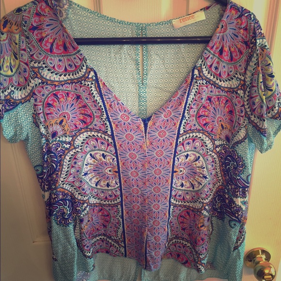 ReneeC Paisley print short sleeve shirt - Picture 1 of 2