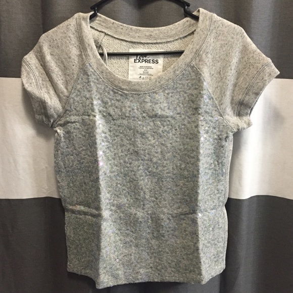Express Short Sleeve Sequin Sweater
