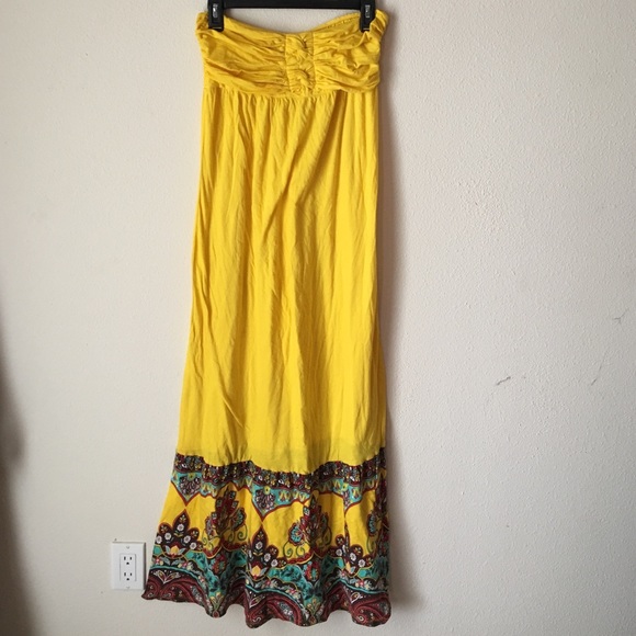 Yellow patterned maxi dress