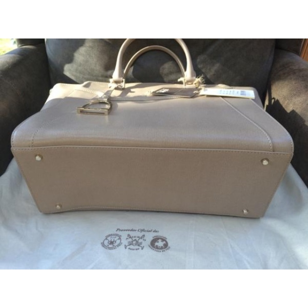 La Martina Saffiano Leather Tote Bag Tan Beige🐎 - Picture 4 of 9