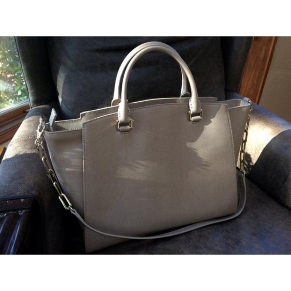 La Martina Saffiano Leather Tote Bag Tan Beige🐎 - Picture 7 of 9