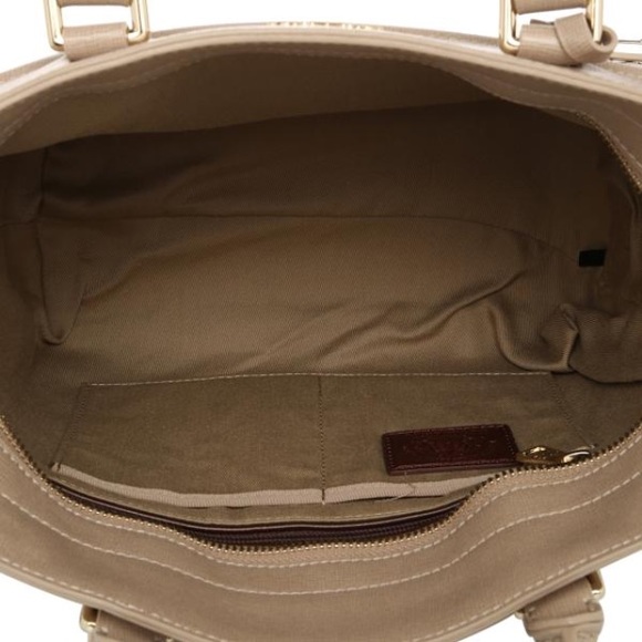 La Martina Saffiano Leather Tote Bag Tan Beige🐎 - Picture 3 of 9