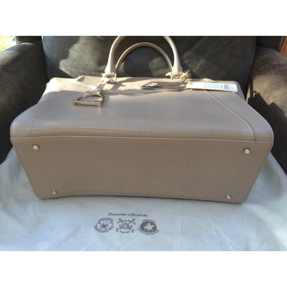 La Martina Saffiano Leather Tote Bag Tan Beige🐎 - Picture 4 of 9