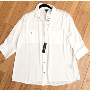 Nwt. Loose white button down blouse