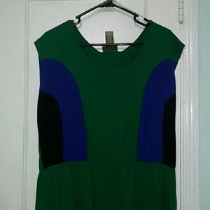 Color blocked hi low dress.