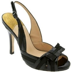 Cole Haan Tivona black leather slingback peeptoes