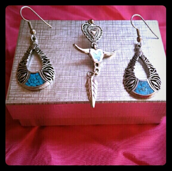 Turquoise and silver earring bundle