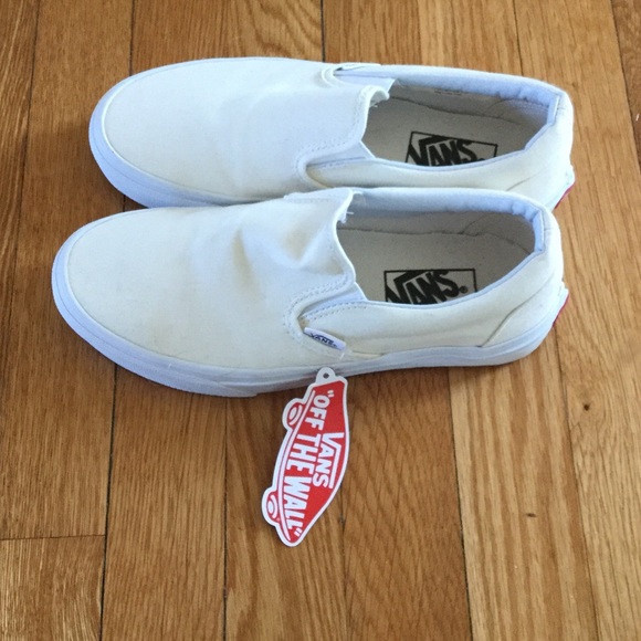 Vans White Slip-Ons