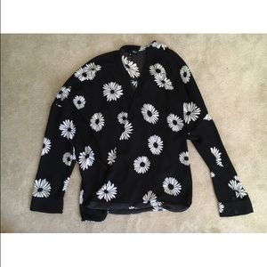 AQUA floral button up blouse small