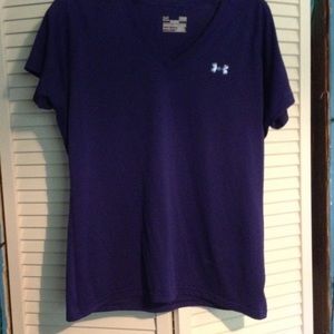 purple under armor v-neck t-shirt