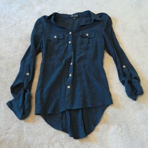 Navy button up love culture