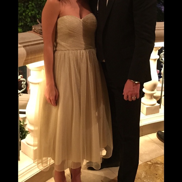 Aidan Mattox Sparkly Golden Tulle