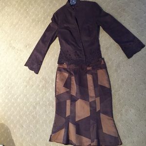 Brown Suede-like skirt ensemble by The Limited