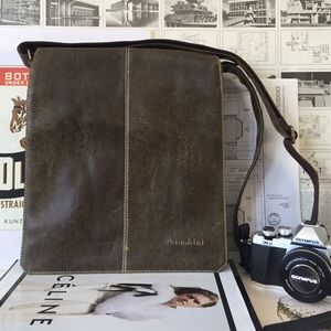 Distressed dark brown messenger bag