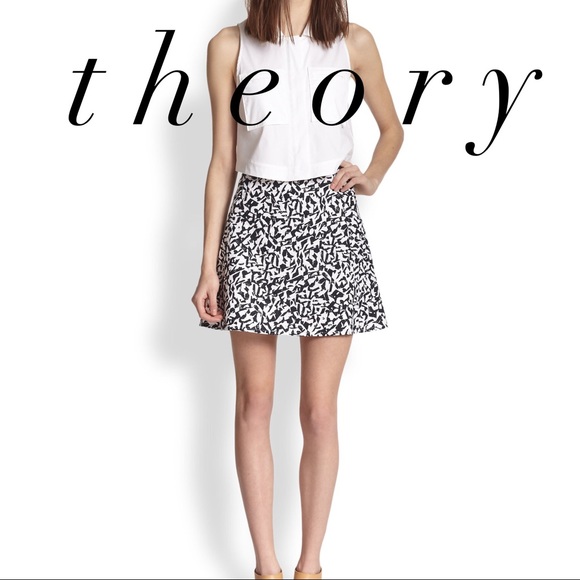 Theory Geometric Eyelet A-Line Skirt Size 4