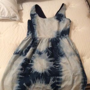 Short blue denim tie dye sundress