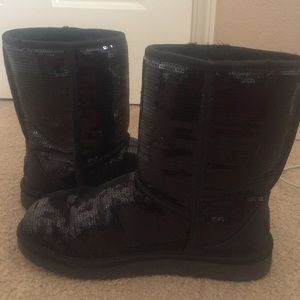 Black Classic Short Sequin UGG Boots