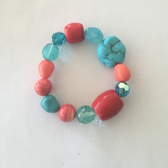 Turquoise and Coral Bracelet