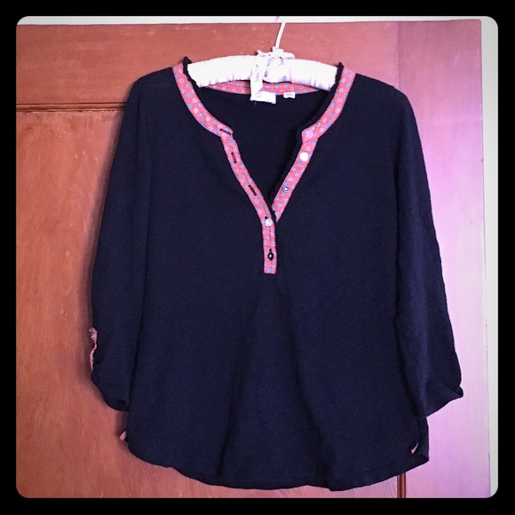 SOLD: Anthro navy cotton blouse - Picture 1 of 4