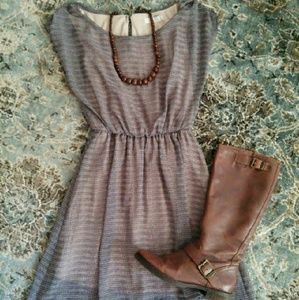 Lush XS high low dress Navy Cream Chevron design