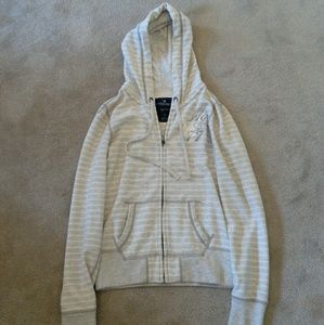 Comfy striped zip up hoodie American eagle
