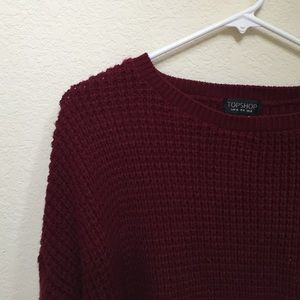 topshop burgundy thick knit oversize sweater