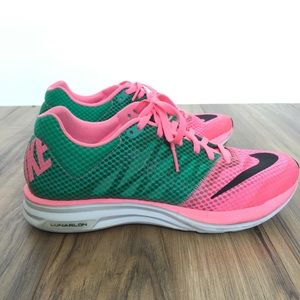 Nike Lunarlon Womens 7.5 Pink & Green Shoes