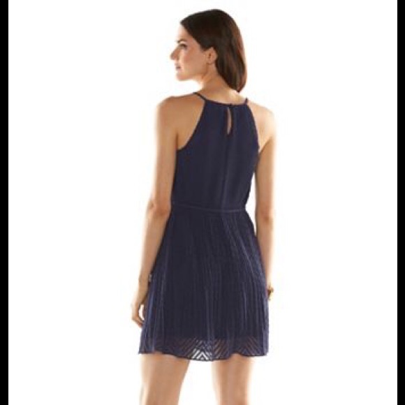Elle Navy Blue Pleated Trapeze Dresses NWT - Picture 3 of 3