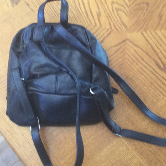 Small black leather backpack