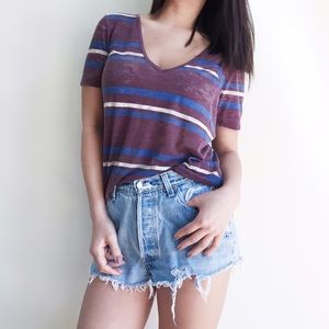 BDG Striped V-Neck Tee