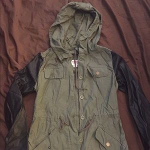 Utility Leather Sleeve Jacket