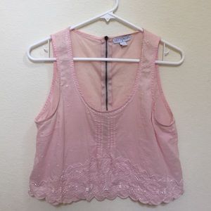 cotton on pink beaded loose crop sleeveless top