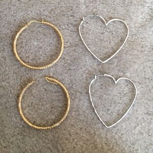 Hoop and heart earrings