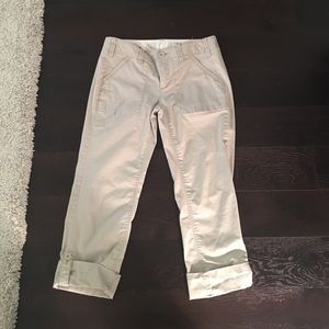 Cropped khaki pants in a putty color