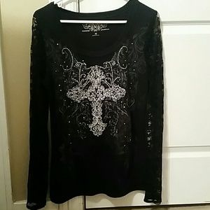 *FINAL DROP* long sleeve,  lace and knit shirt