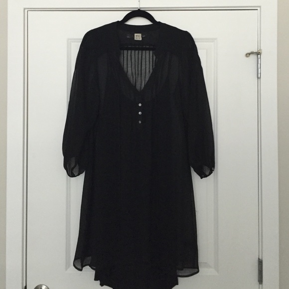 Back sheer dress w/ black cotton slip underneath.
